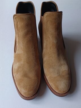 Sarah Flint Elie X Gravati Suede Ankle Boots Bootie SZ 38.5 US 8.5 Tan